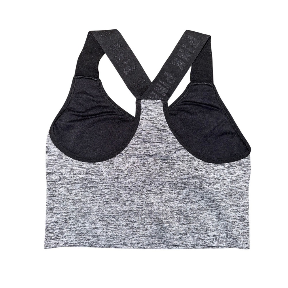 Victoria's Secret PINK Seamless Sports Bra Cropped Top Grey Black Size XS - Picture 2 of 6